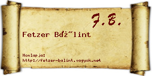 Fetzer Bálint névjegykártya